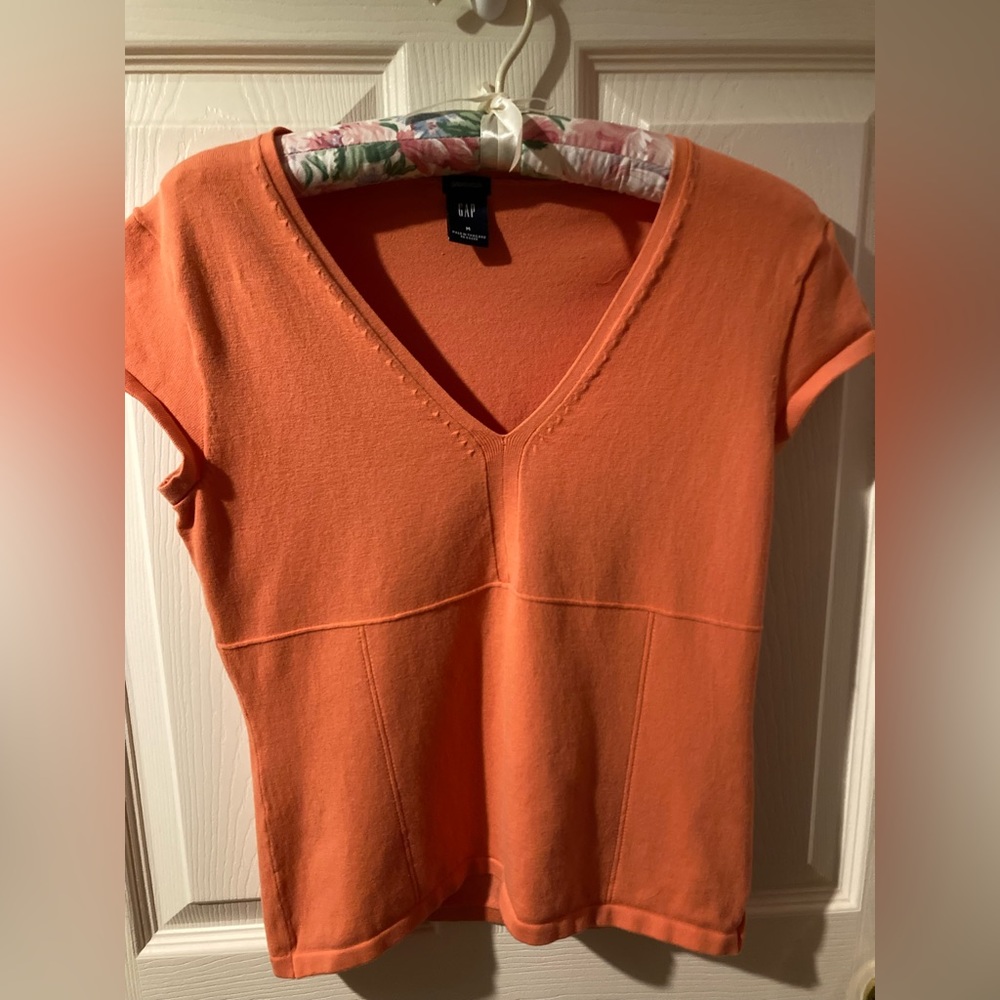 Y2K Gap Stretch Orange Knit-Style Top - Medium